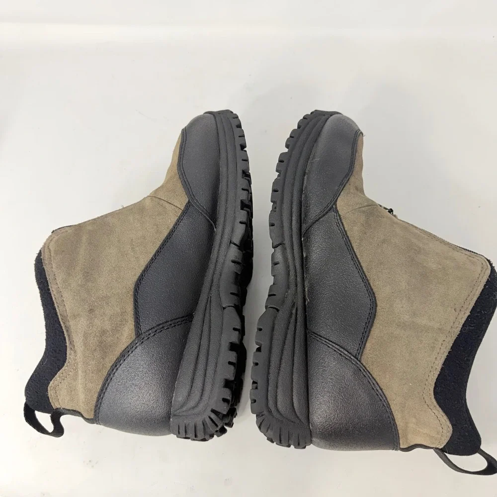 Polaris Thermolite Brown Black Leather Zip Front Winter Boots Womens 8W